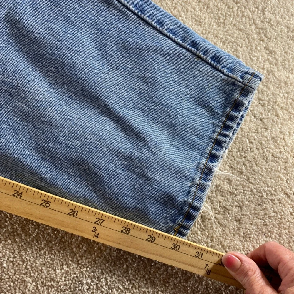 Levi 550 Relaxed Fit Mens 40x32 Light Blue Fair Distressed Vintage Tapered Jeans